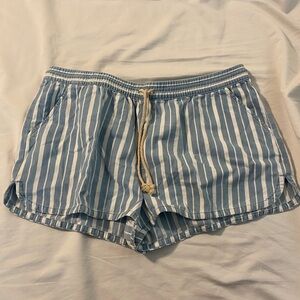 Aerie Blue and White Athletic Striped Shorts